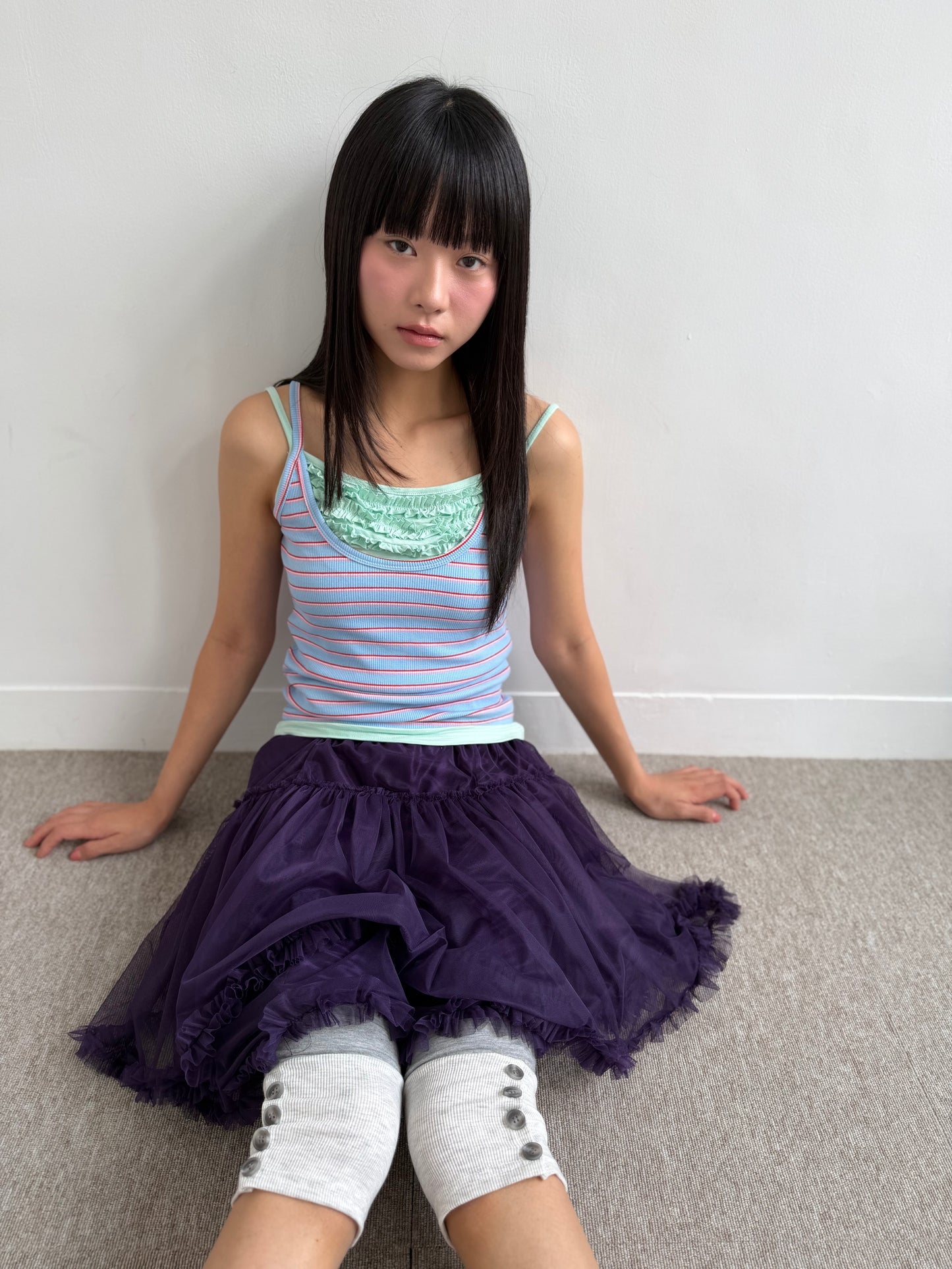 Puffy lace-trimmed mini skirt
