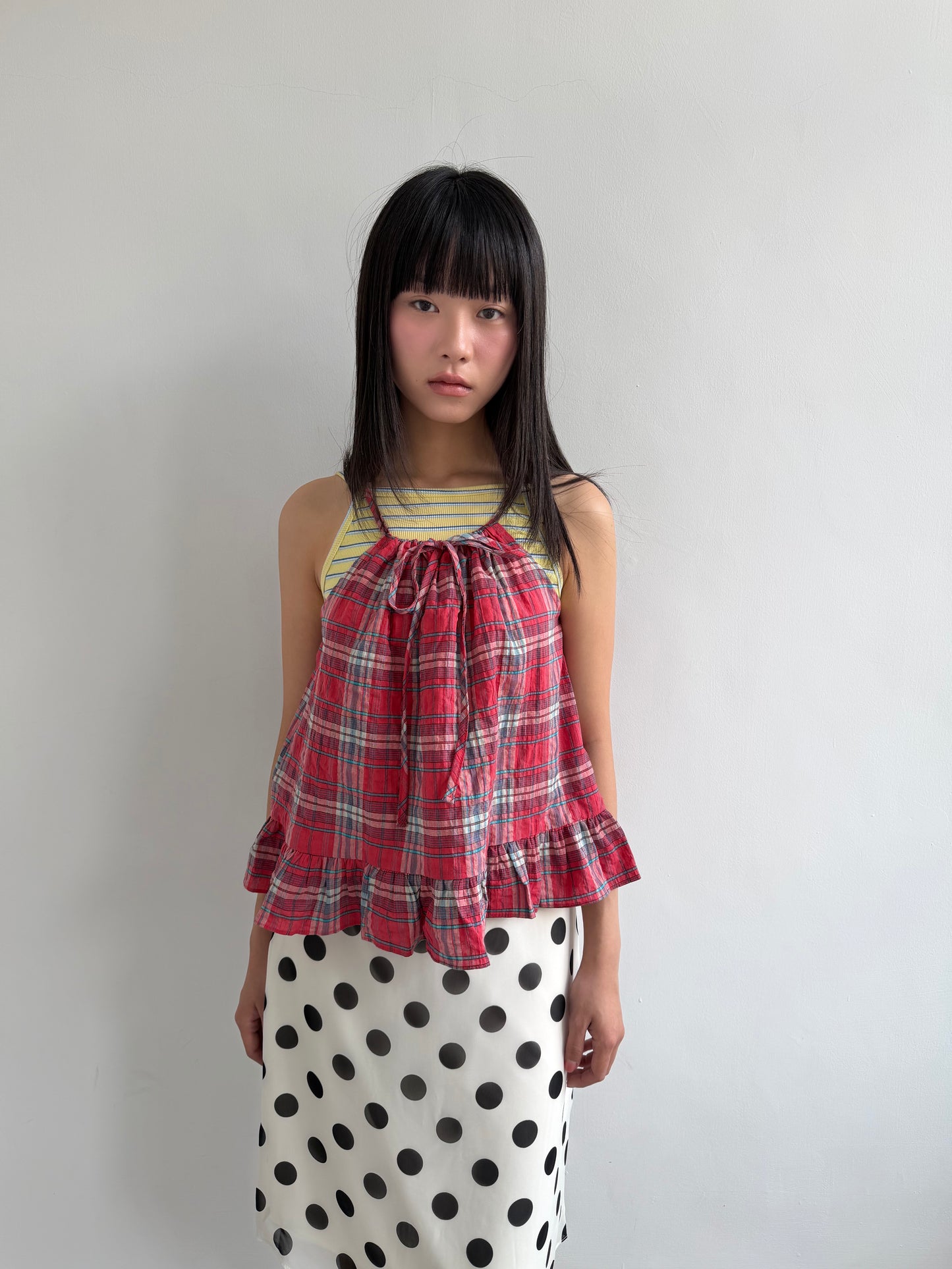 Plaid Lace Tank Top