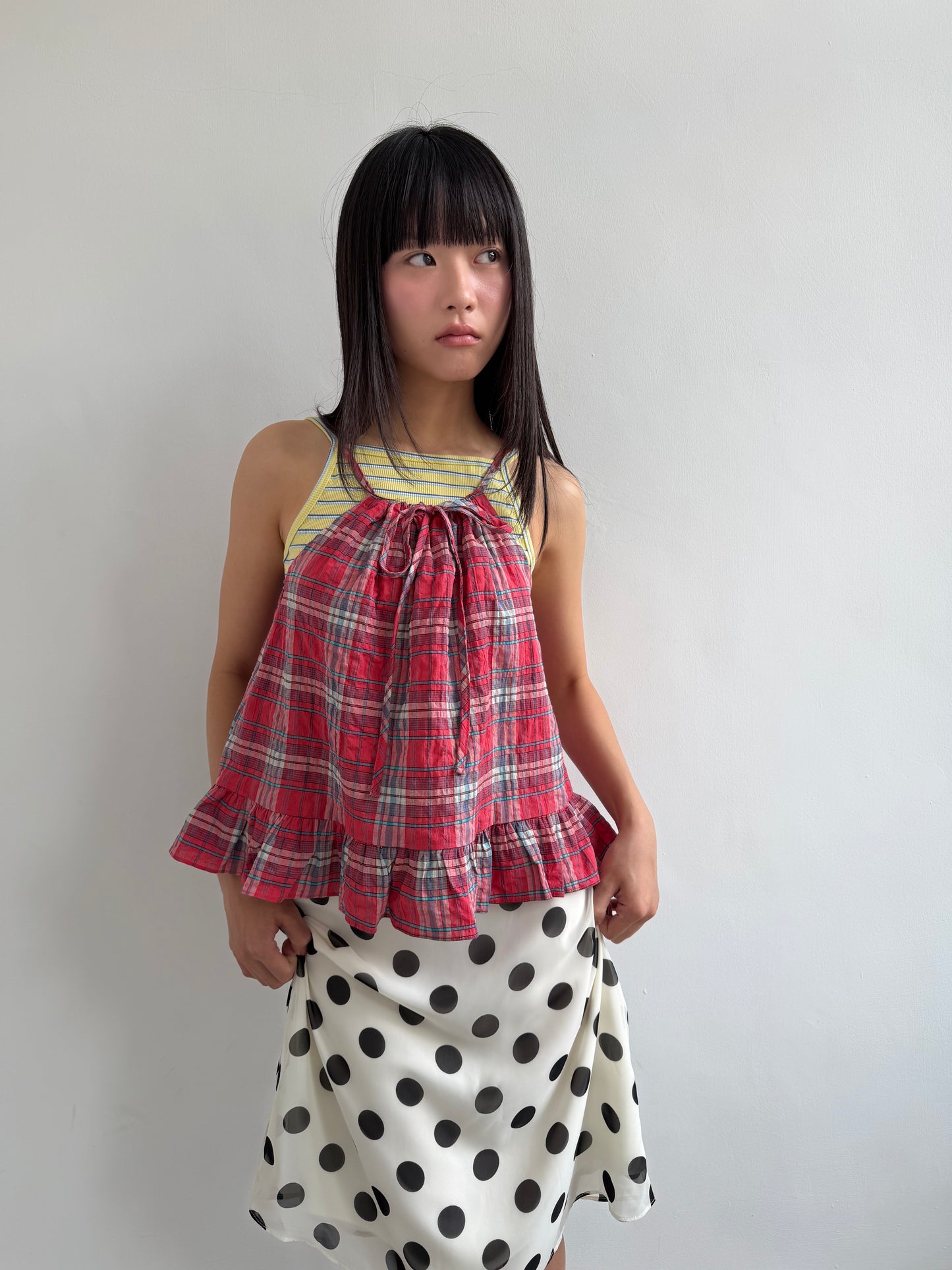 Plaid Lace Tank Top