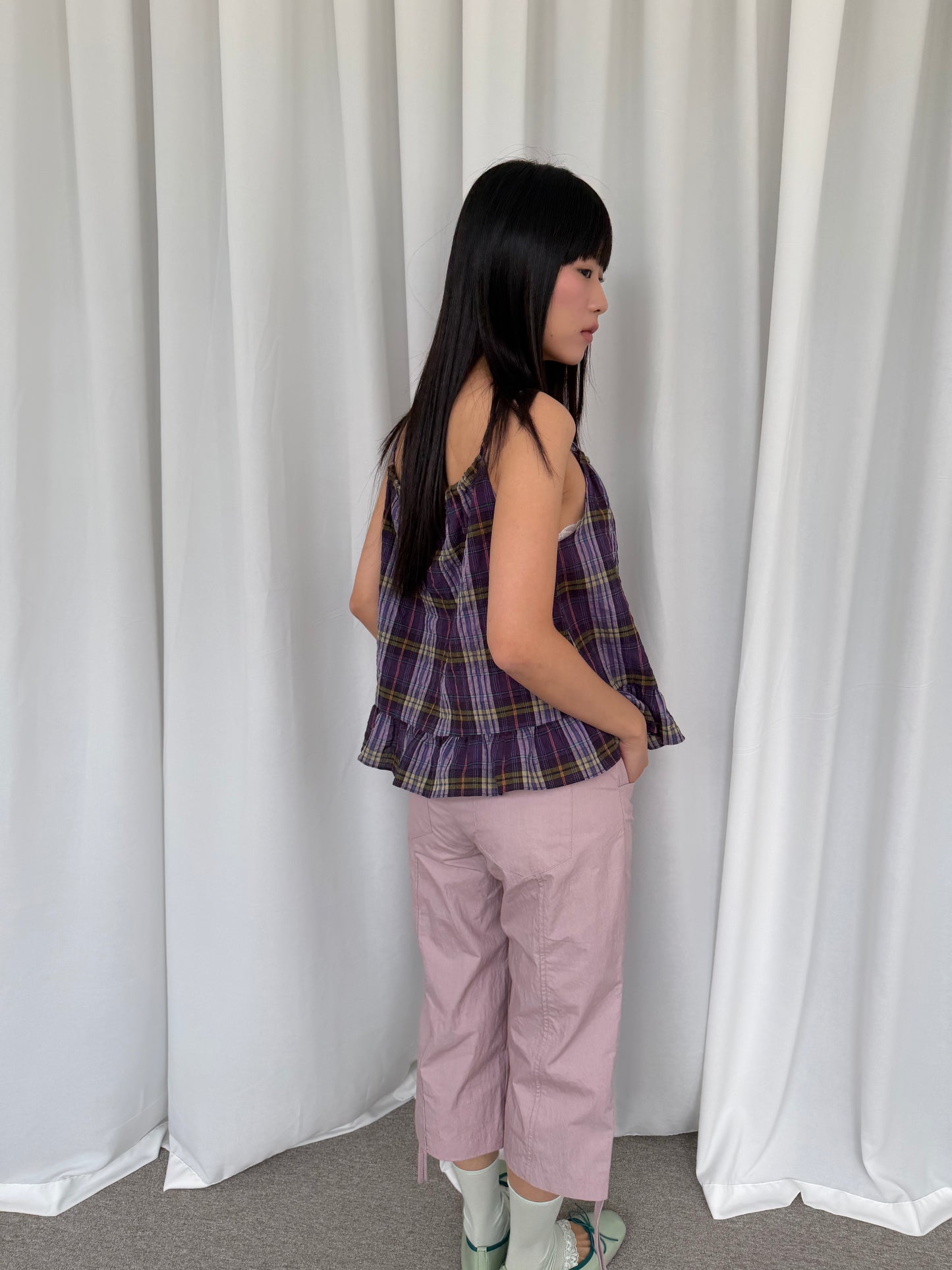Plaid Lace Tank Top