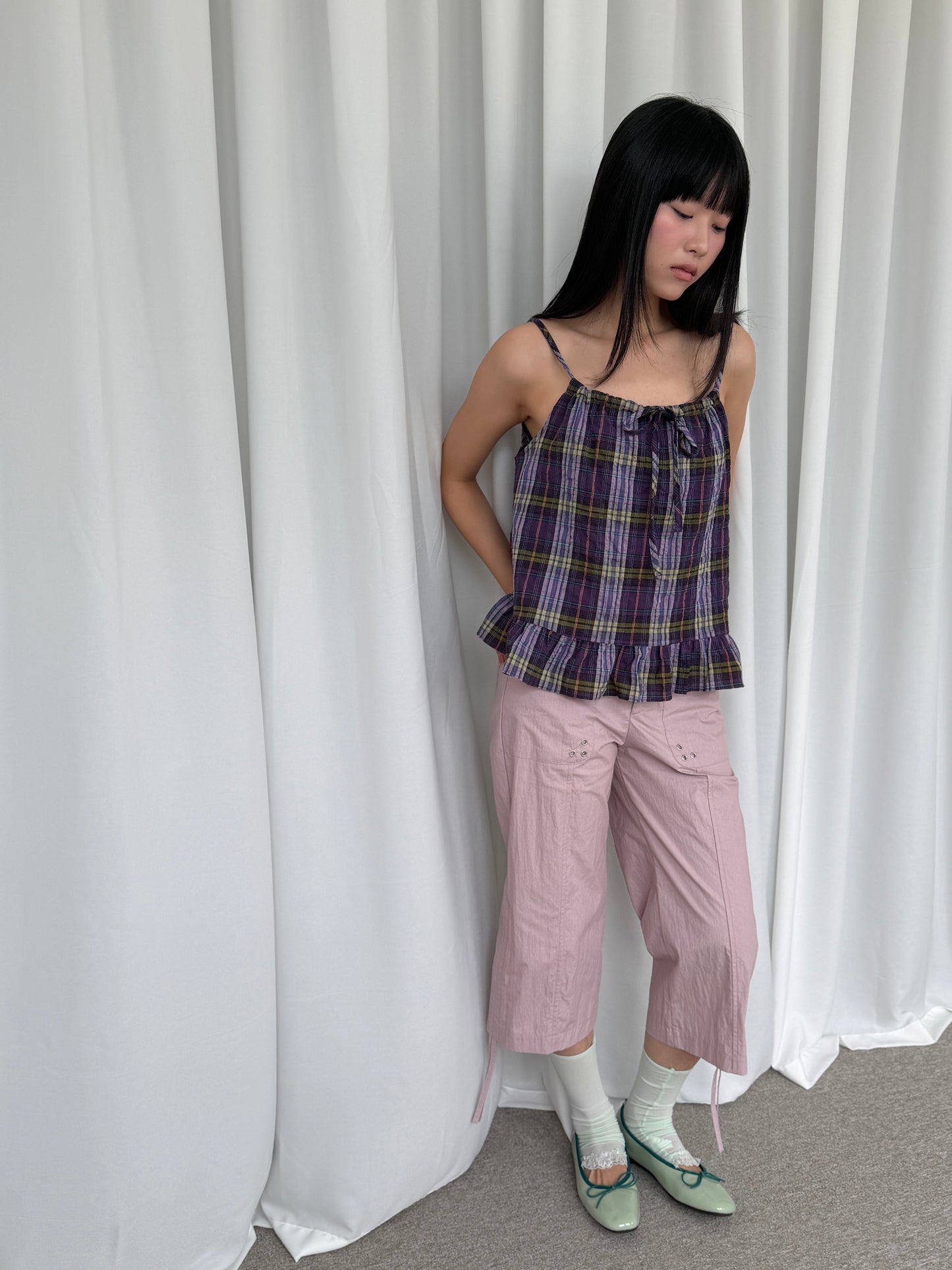 Studded Eyelet Capri Pants