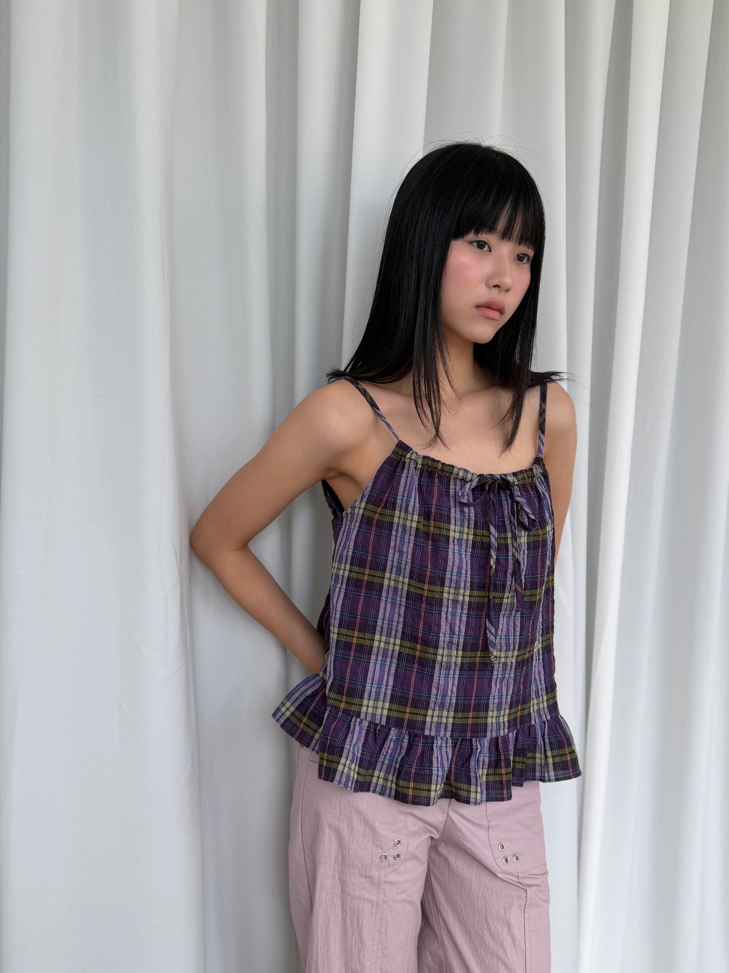 Plaid Lace Tank Top