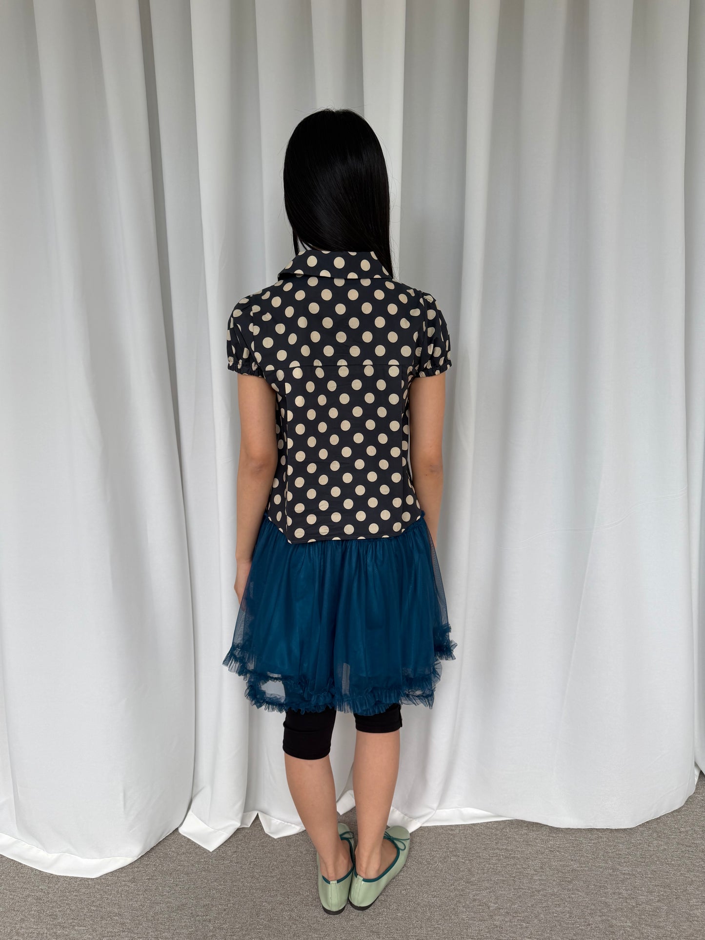 Puffy lace-trimmed mini skirt