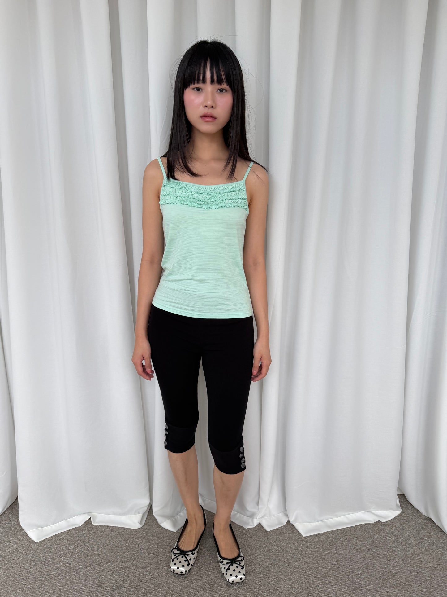 Button-Trim Capri Pants