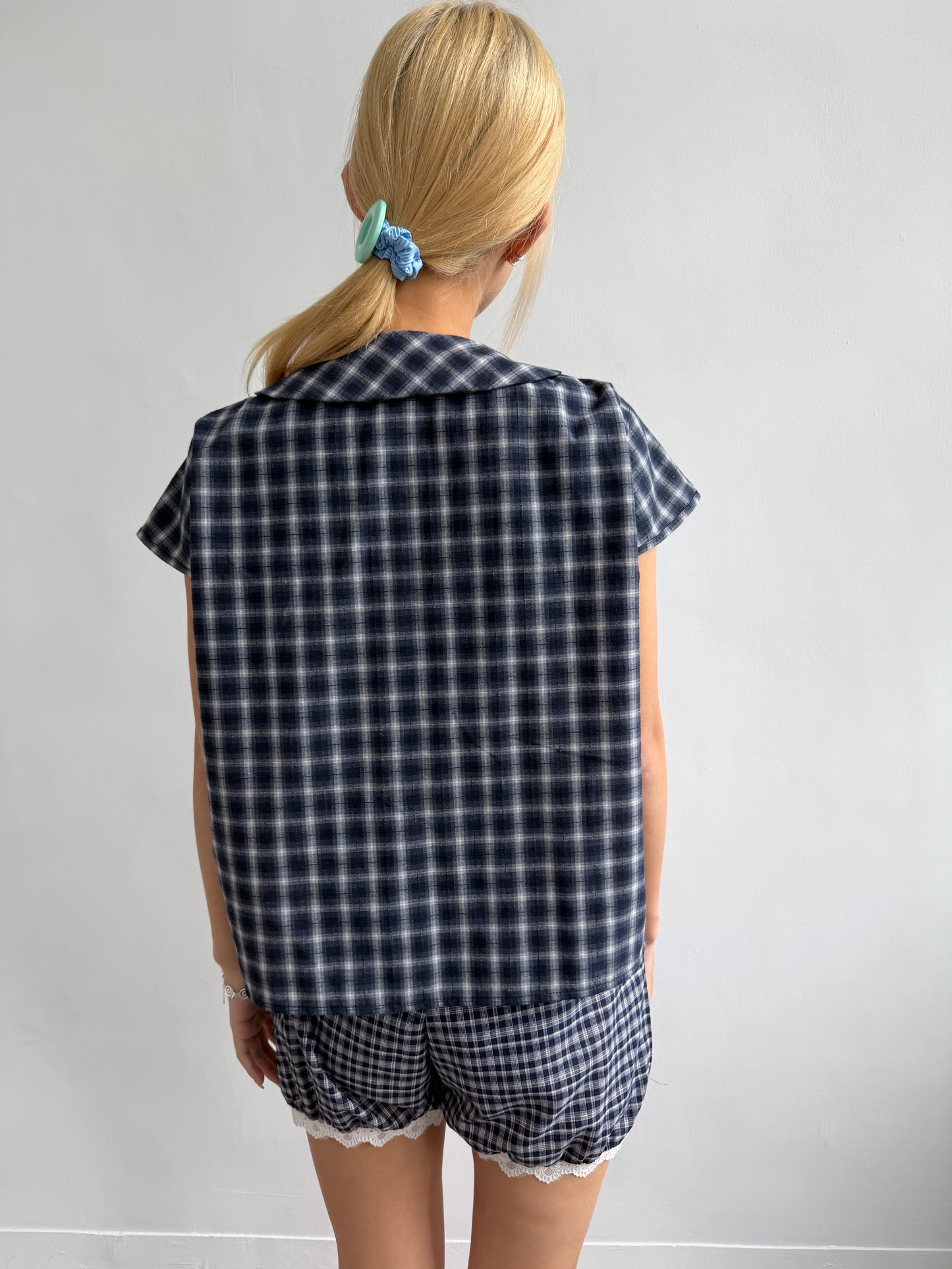 Checked button-up top
