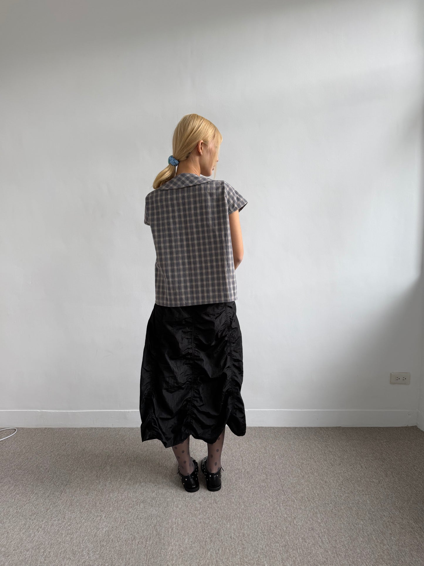 Checked button-up top