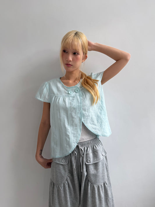 Lace Halter Top with Fabric-Covered Buttons