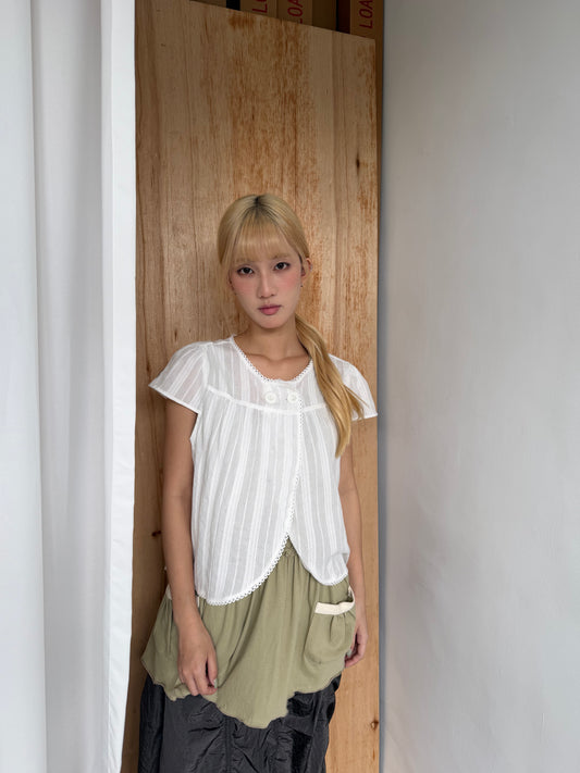 Lace Halter Top with Fabric-Covered Buttons