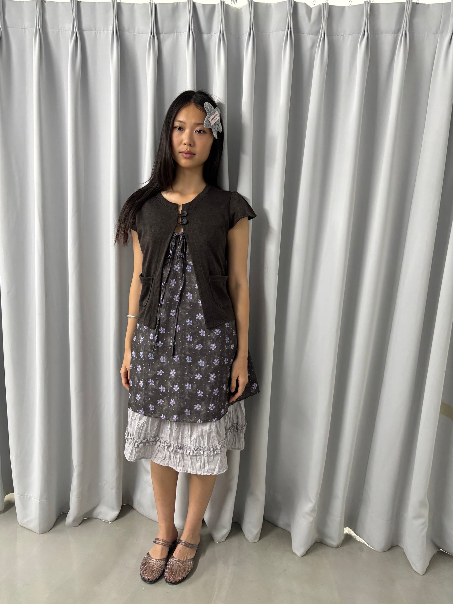 Naturally wrinkled midi skirt
