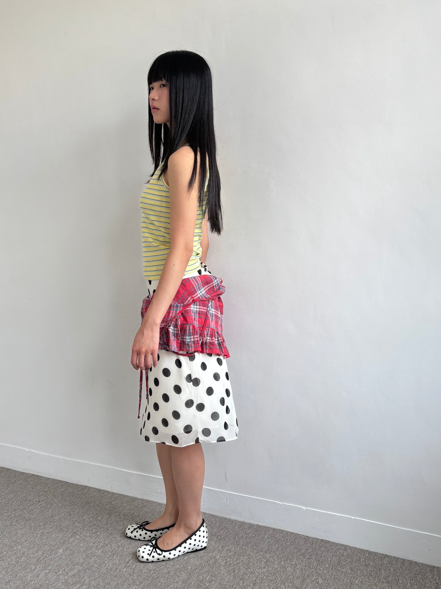 Large Polka Dot Chiffon Midi Skirt