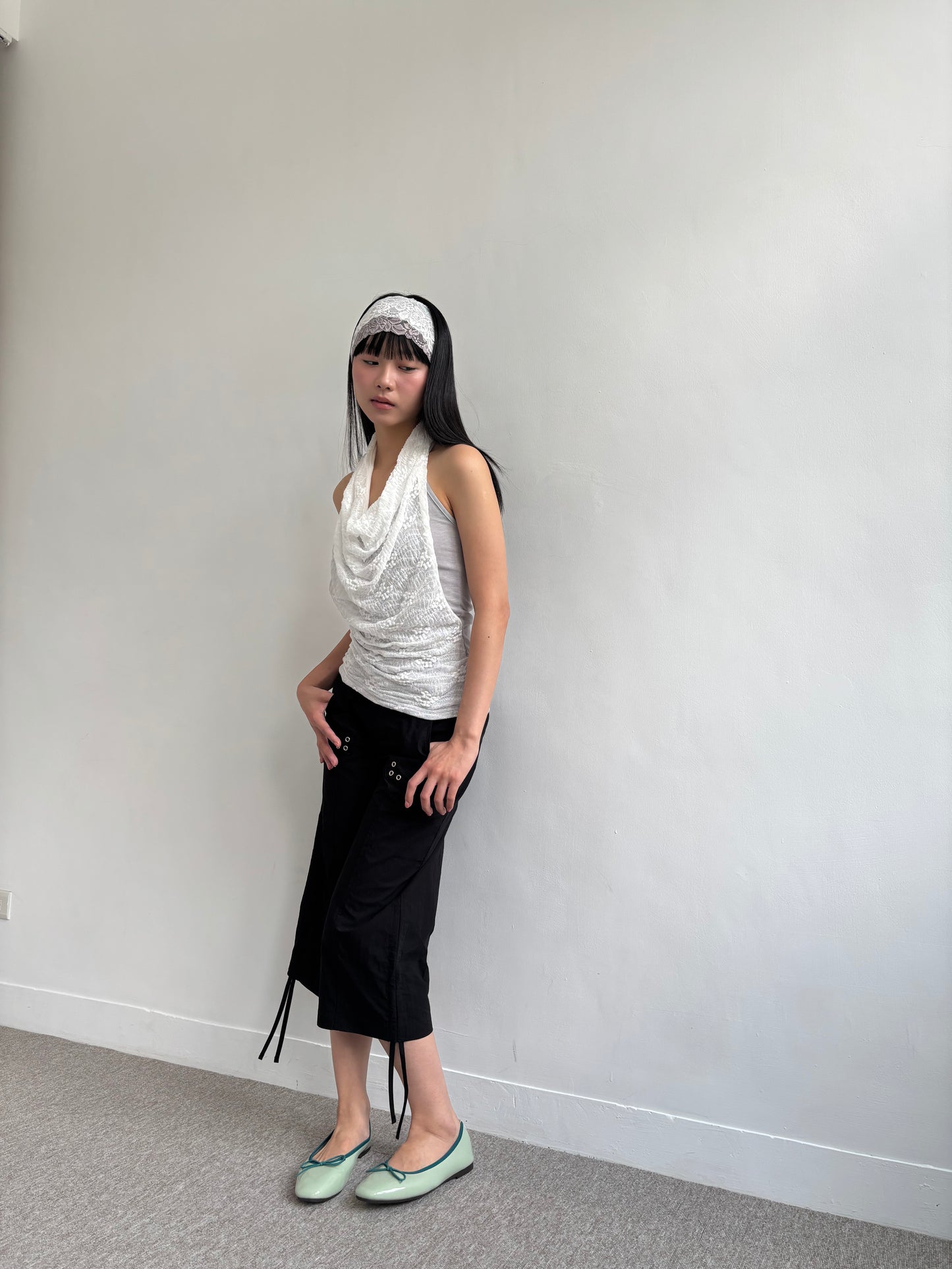 Studded Eyelet Capri Pants