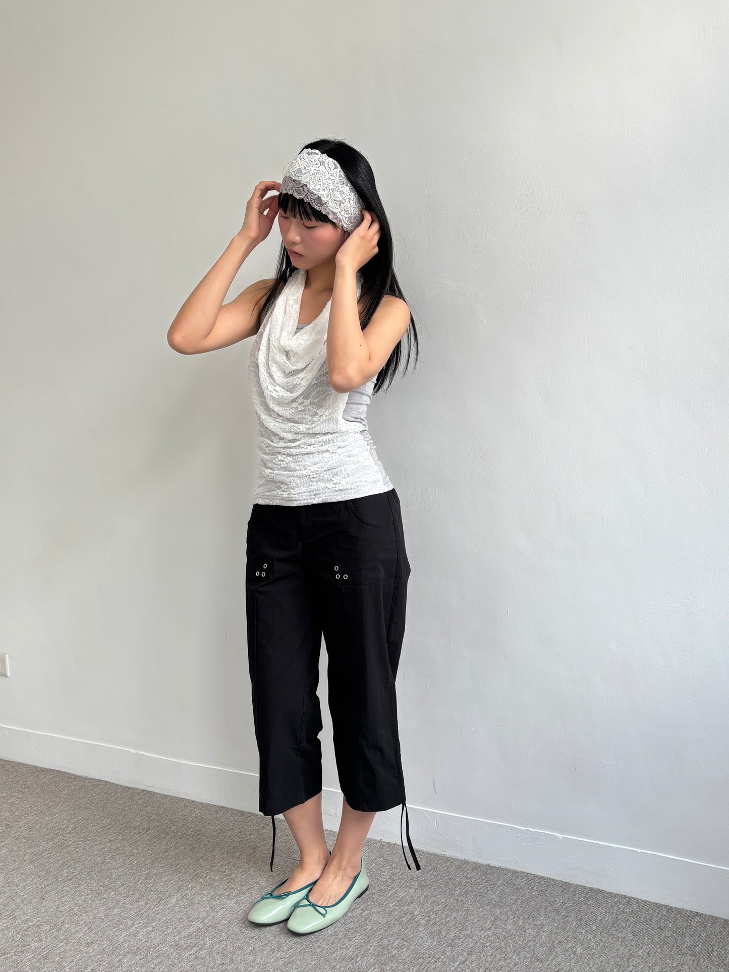 Studded Eyelet Capri Pants