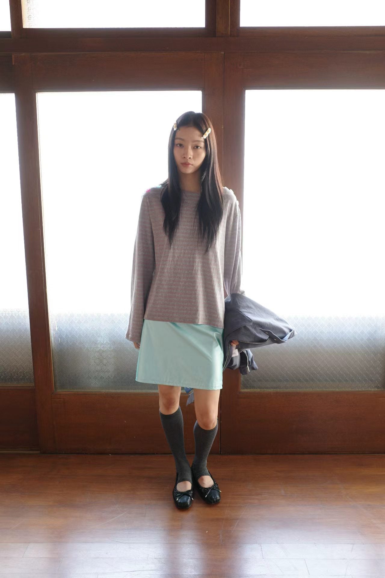 (8/31  收單） eee veronica color button stripe t shirt