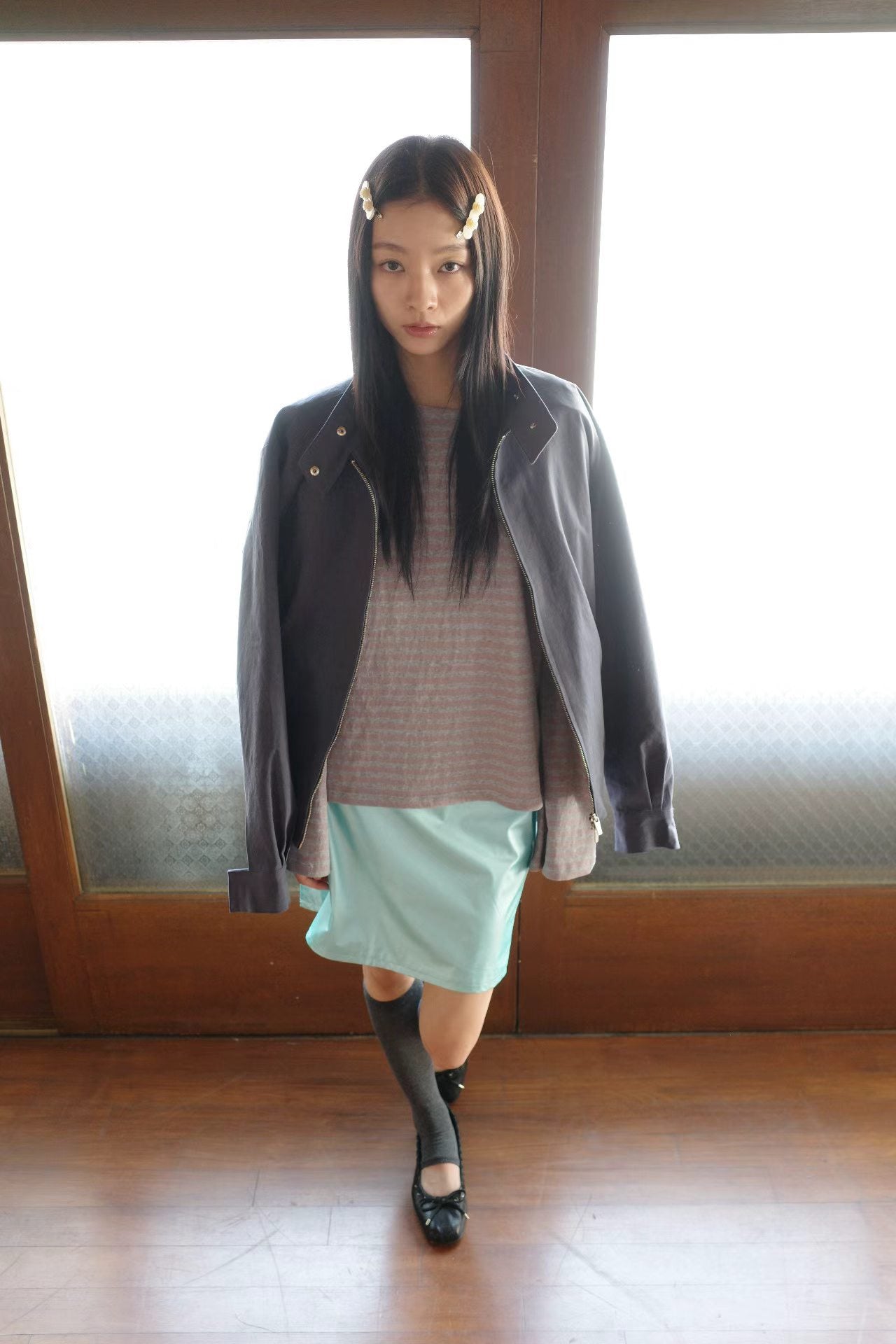 (8/31  收單） eee veronica color button stripe t shirt