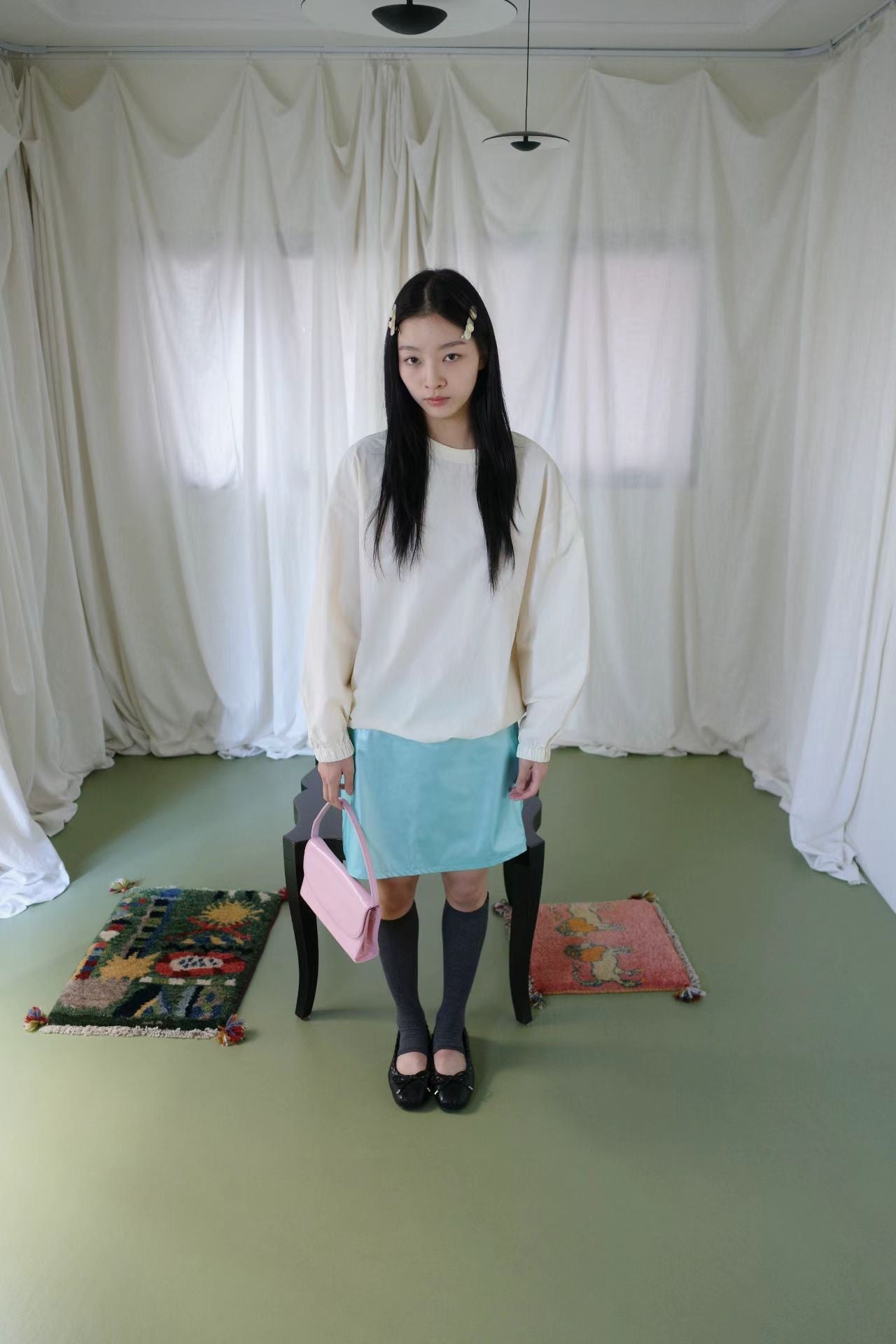(8/31 收單） eee somebody pearl banding skirt