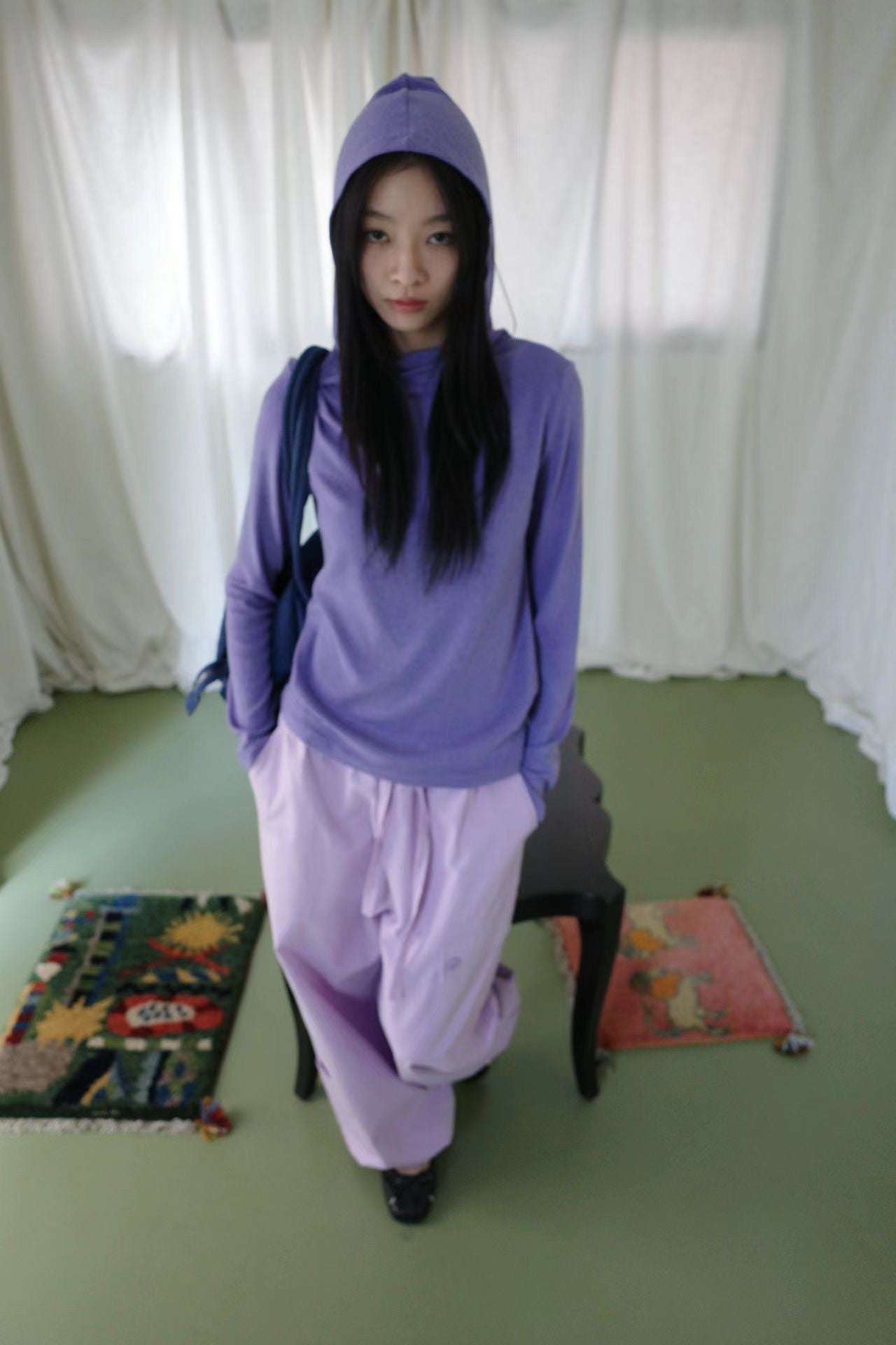 (8/31 收單） eee violet wool hood t shirt
