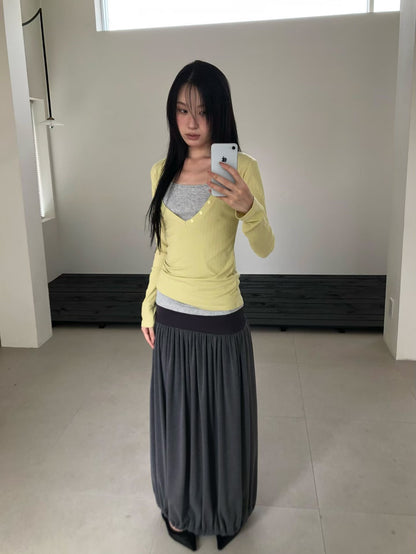 Draped Cocoon Maxi Skirt