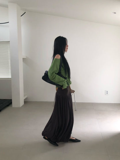 Draped Cocoon Maxi Skirt
