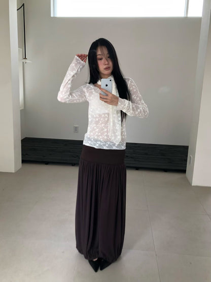 Draped Cocoon Maxi Skirt
