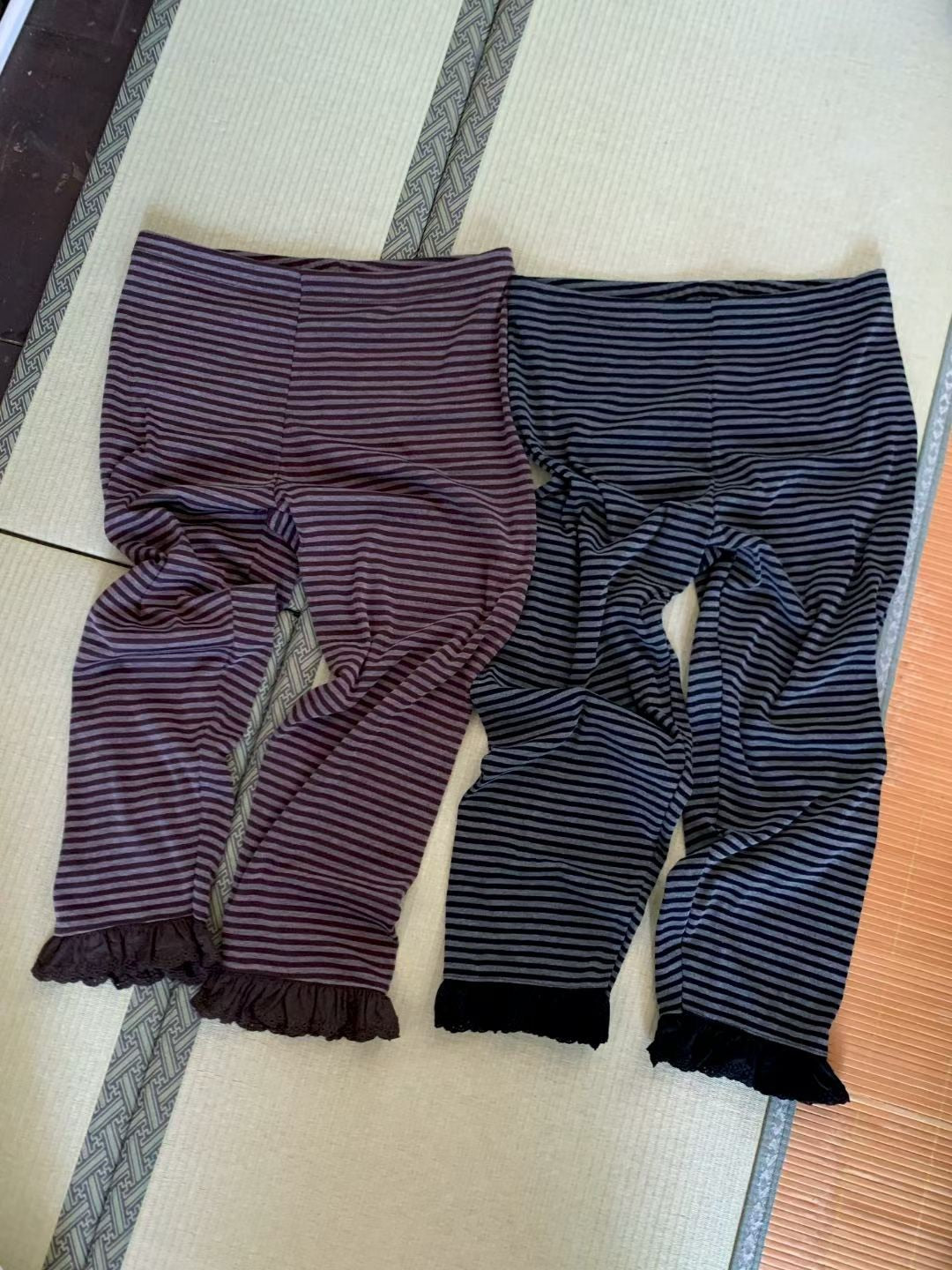 Striped Lace Capri Pants