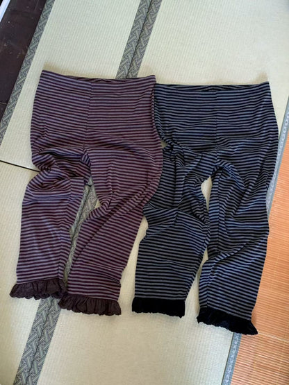 Striped Lace Capri Pants