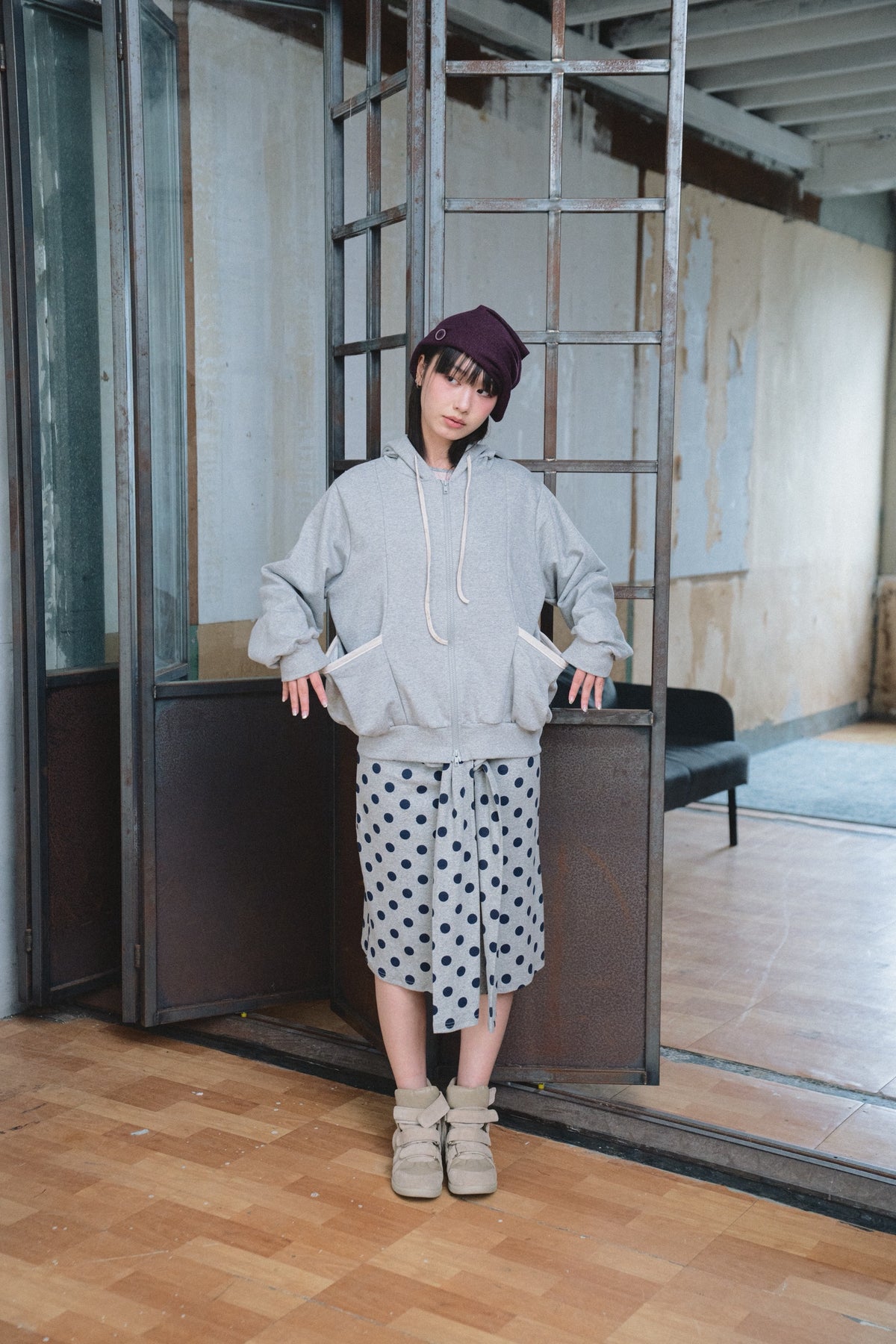 Double-Zip Floral Hooded Jacket