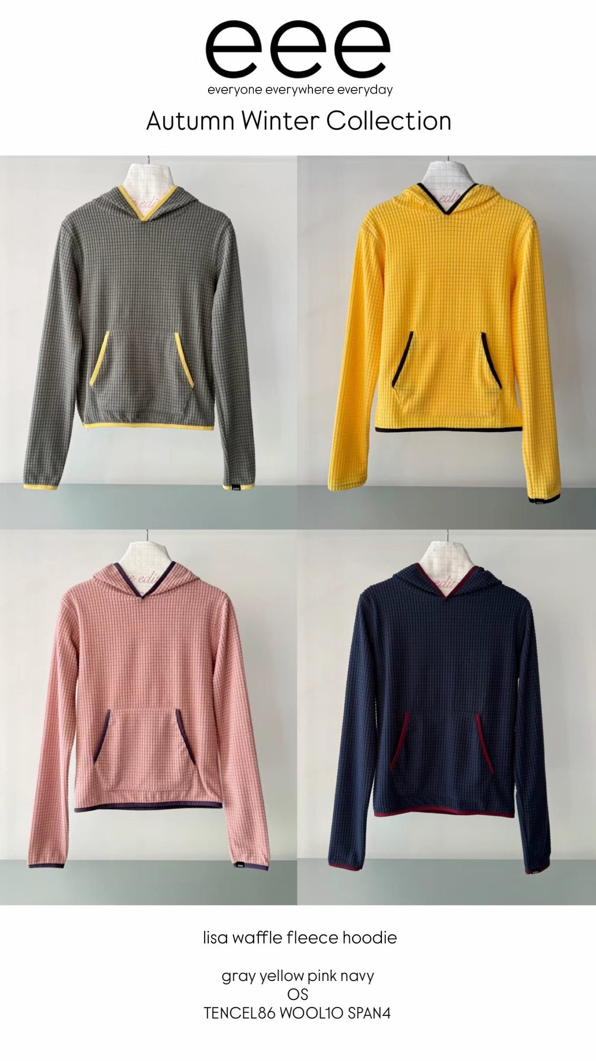 eee lisa waffle fleece hoodie