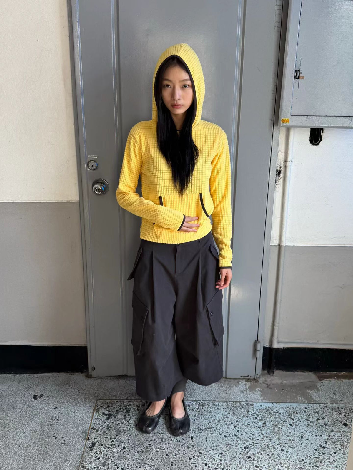 eee lisa waffle fleece hoodie