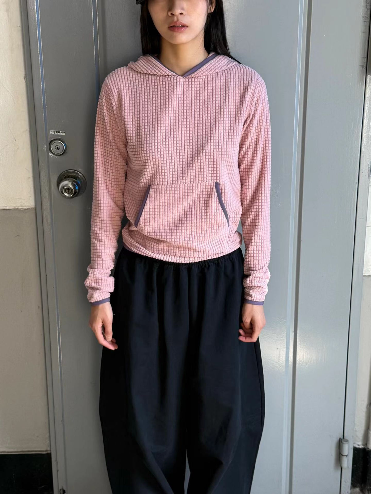 eee lisa waffle fleece hoodie