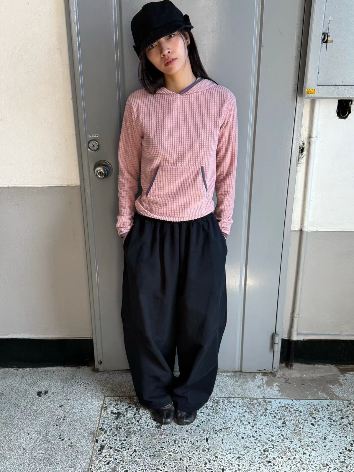 eee lisa waffle fleece hoodie