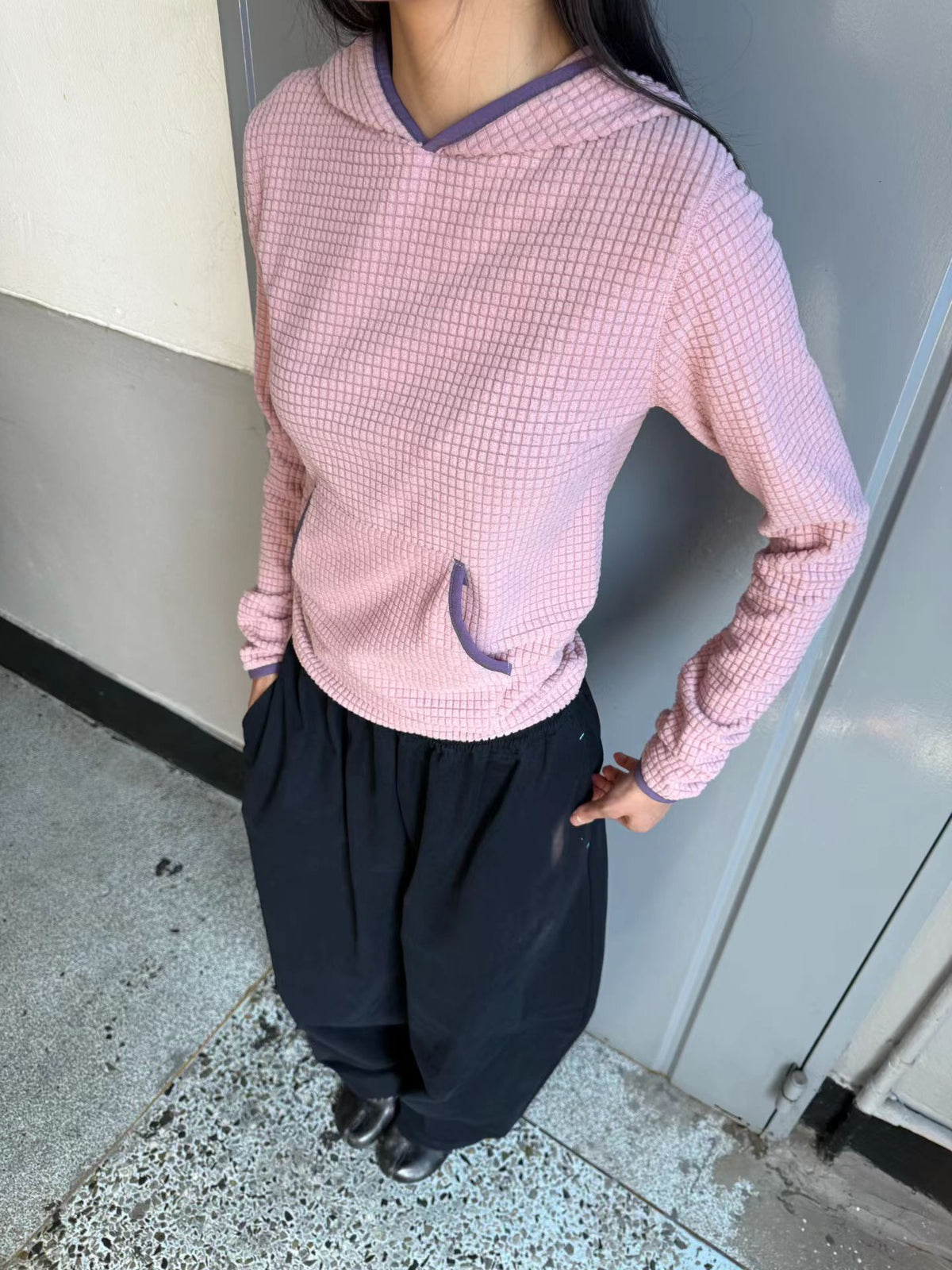 eee lisa waffle fleece hoodie