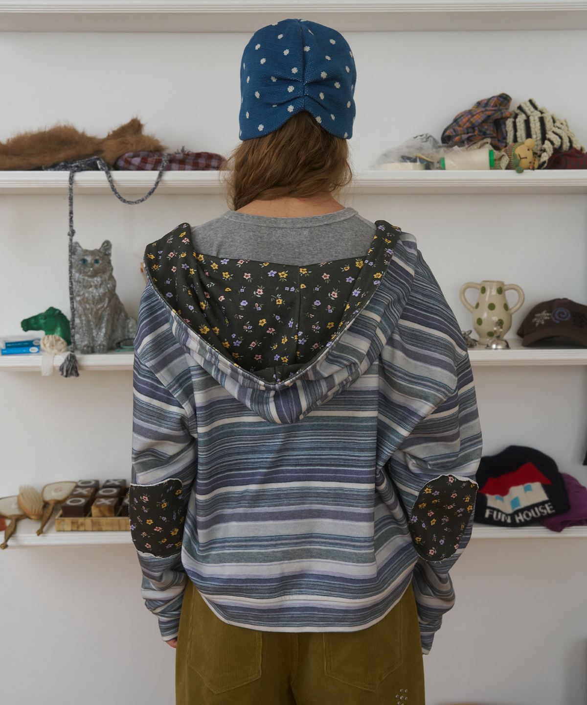 FUN FROM FUN Patch Pointed Hoodie, Grey