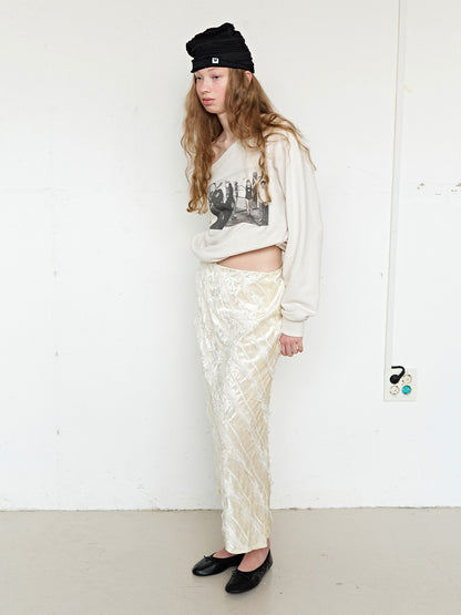 FUN FROM FUN Midnight Velvet Long Skirt, Beige