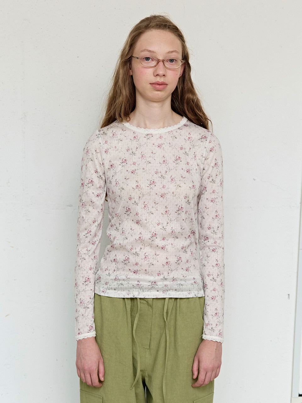 FUN FROM FUN Petal Pointelle Tee, Beige