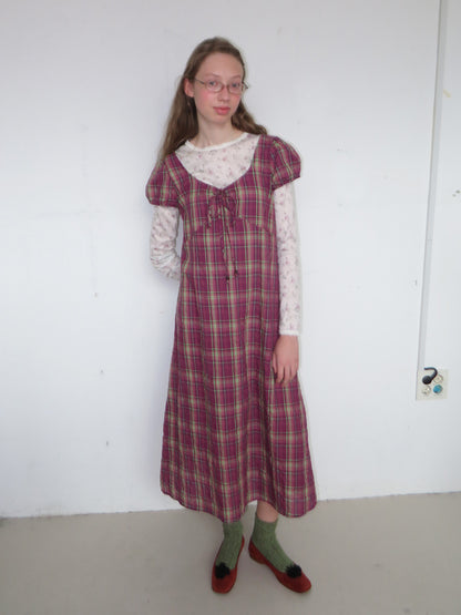 FUN FROM FUN Berry Check Long Dress, Berry