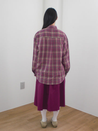 FUN FROM FUN Berry Check Overfit Shirt, Berry