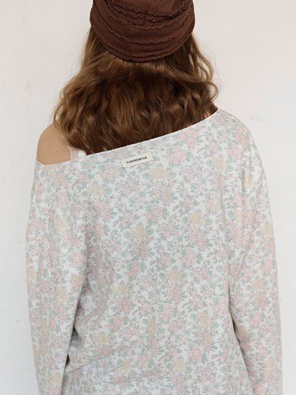 FUN FROM FUN Rustic Waffle Henley Top, Cream