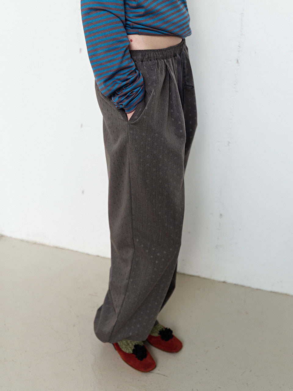 FUN FROM FUN Shadow Dot Wide Pants, Charcoal