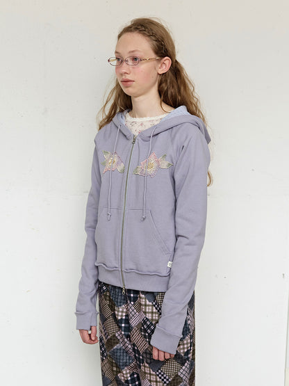FUN FROM FUN Applique Boho Hoodie, Grey Purple