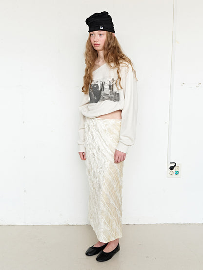 FUN FROM FUN Midnight Velvet Long Skirt, Beige