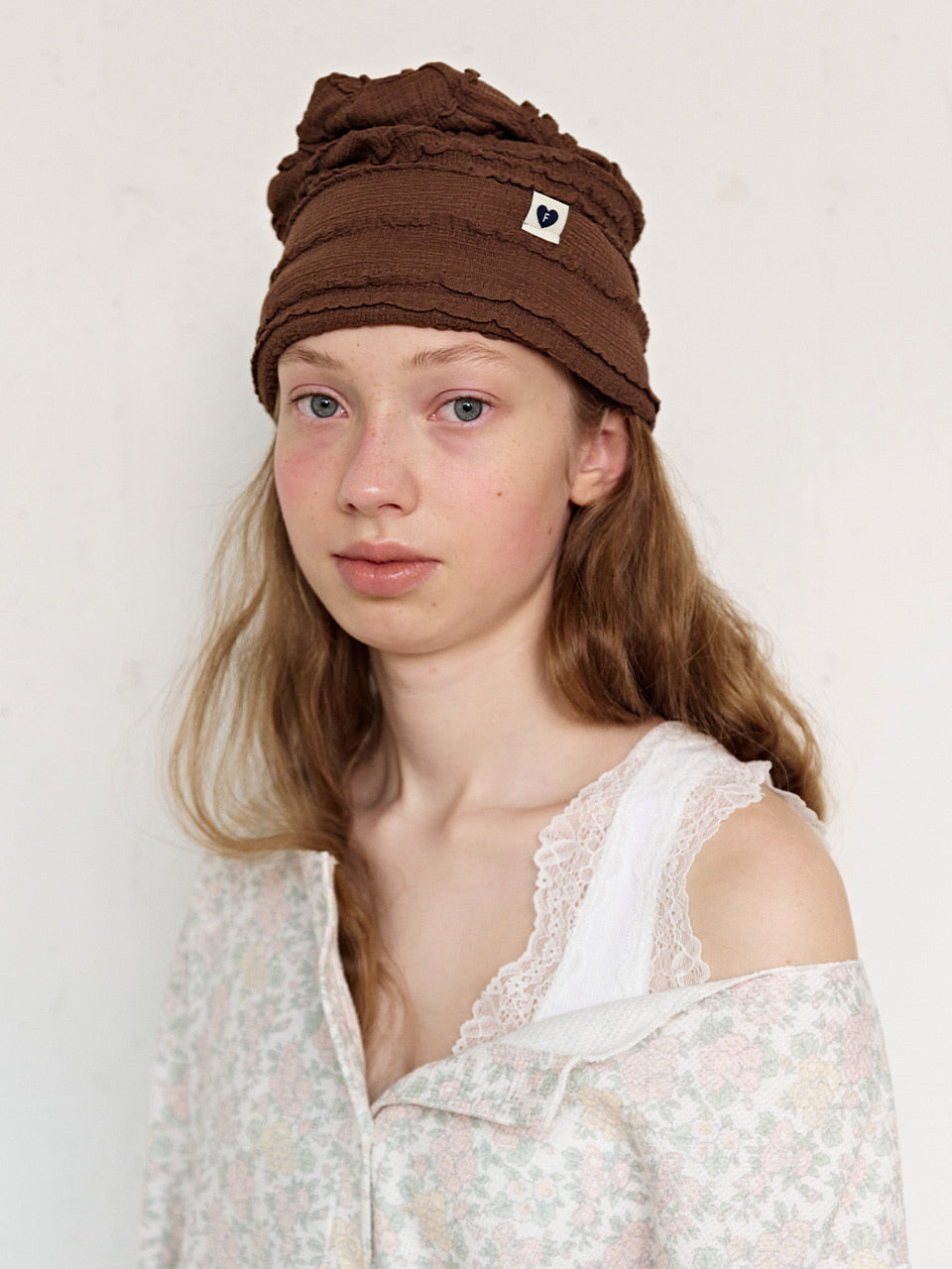 FUN FROM FUN Frill Beanie, Brown