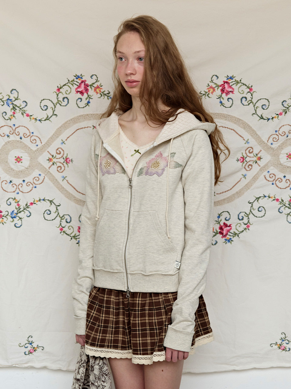 FUN FROM FUN Applique Boho Hoodie, Oatmeal