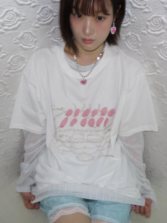 FUN FROM FUN Strawberry Cake Tee, White