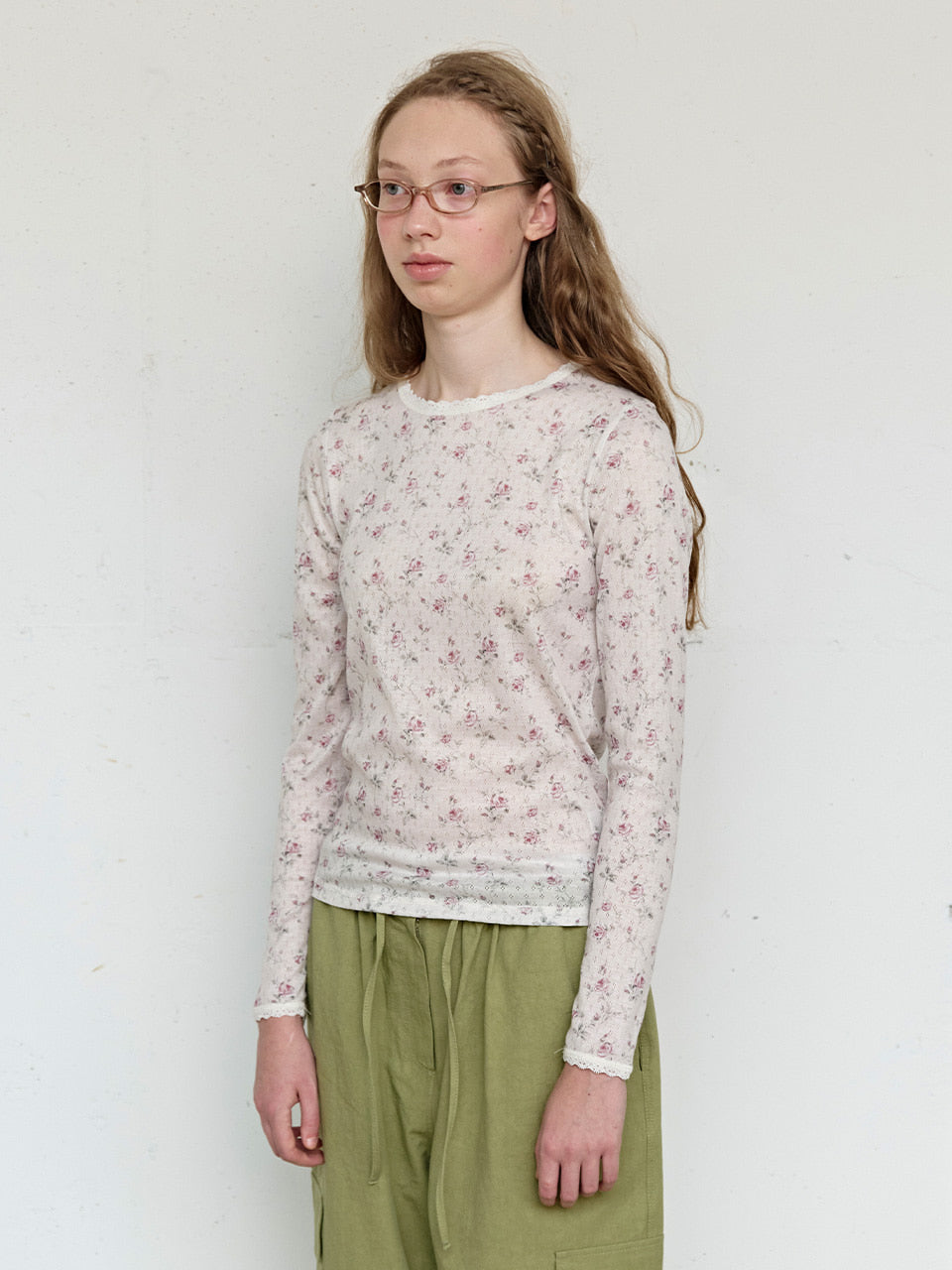 FUN FROM FUN Petal Pointelle Tee, Beige