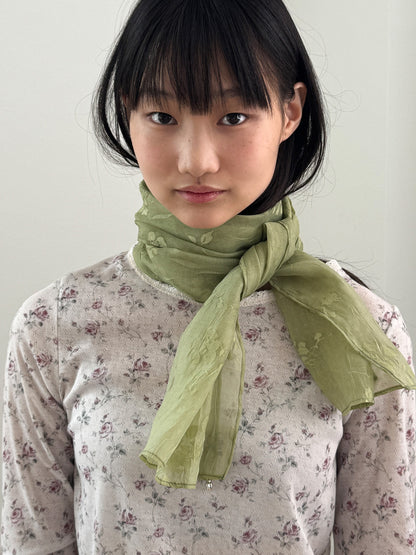 FUN FROM FUN Floral Sheer Scarf, Willow Green