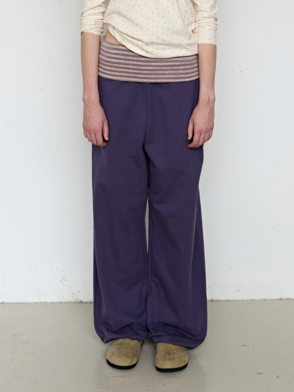 FUN FROM FUN Folded Sweat Pants, Plum Smoothie