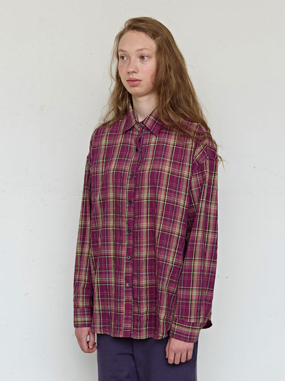 FUN FROM FUN Berry Check Overfit Shirt, Berry