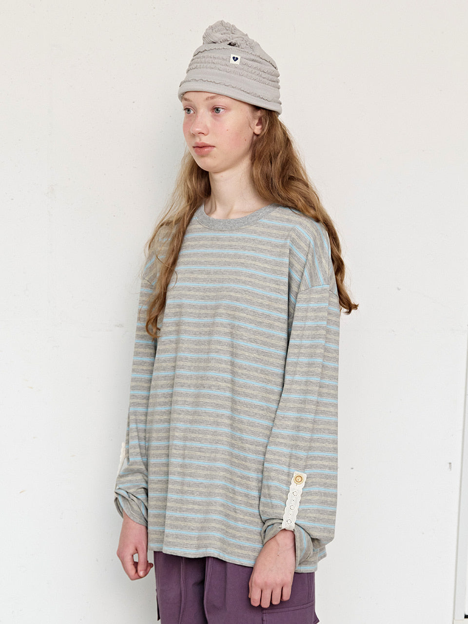FUN FROM FUN Loose Fit Stripe Tee, Grey