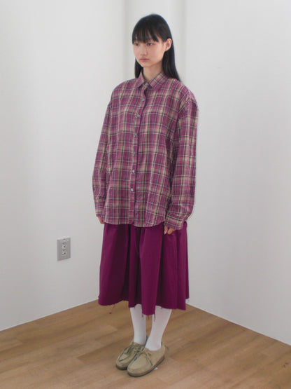 FUN FROM FUN Berry Check Overfit Shirt, Berry