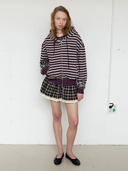 FUN FROM FUN Folded Check Mini Skirt, Black